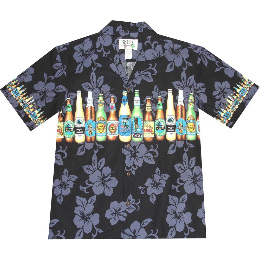 AL-360 B Hawaii-Beer-Chest-Band-Black-Hawaiian-Shirt