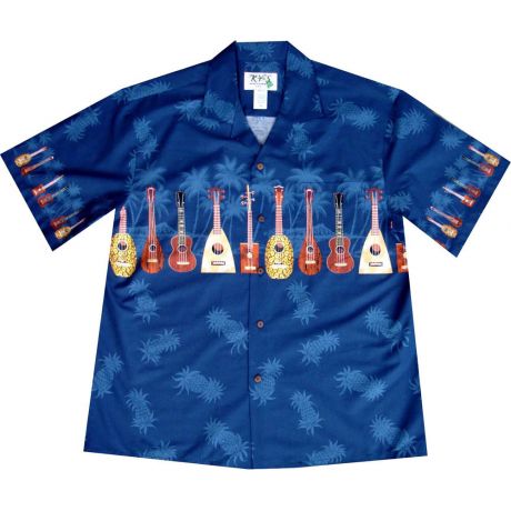 AL407-Big and Tall Mens Ukulele Hawaiian Shirt