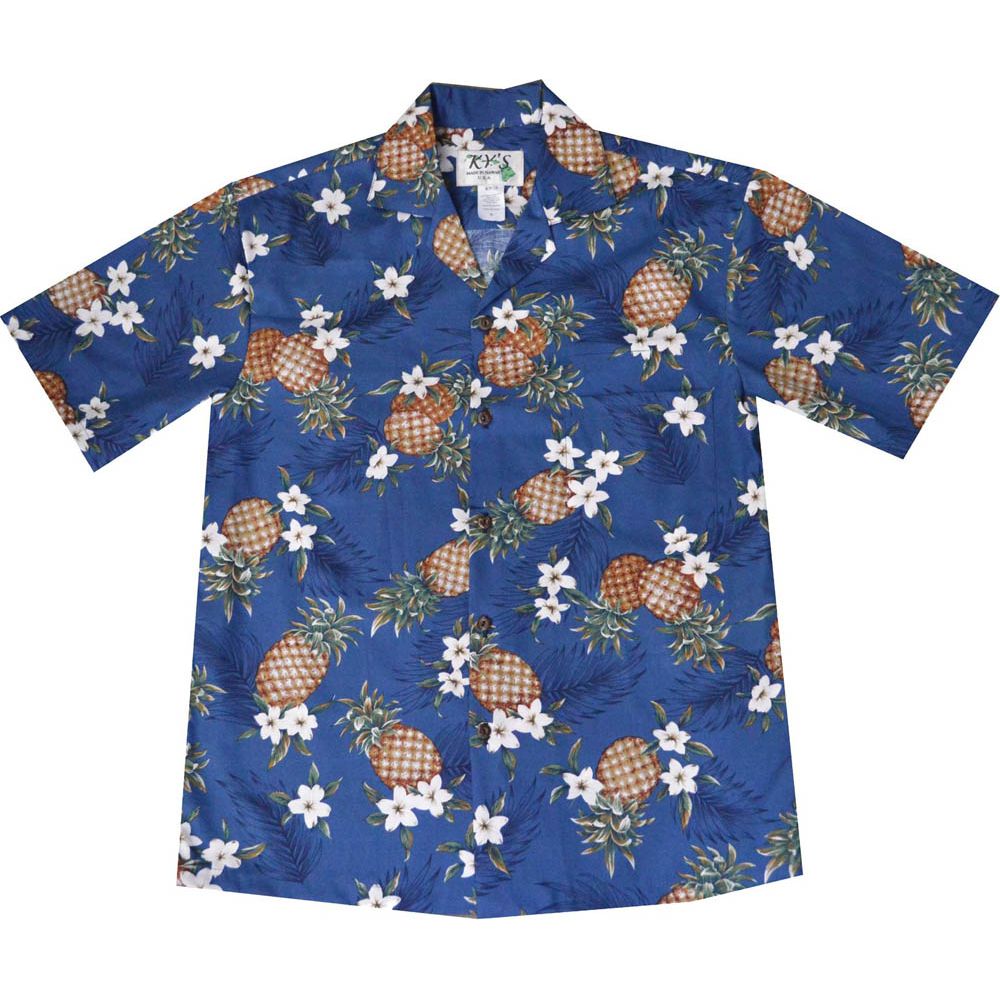 AL-410NB - Pineapple Navy Aloha Shirt