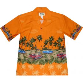 AL-418OR-Big and Tall Mens Old Car Collection Hawaiian Shirt