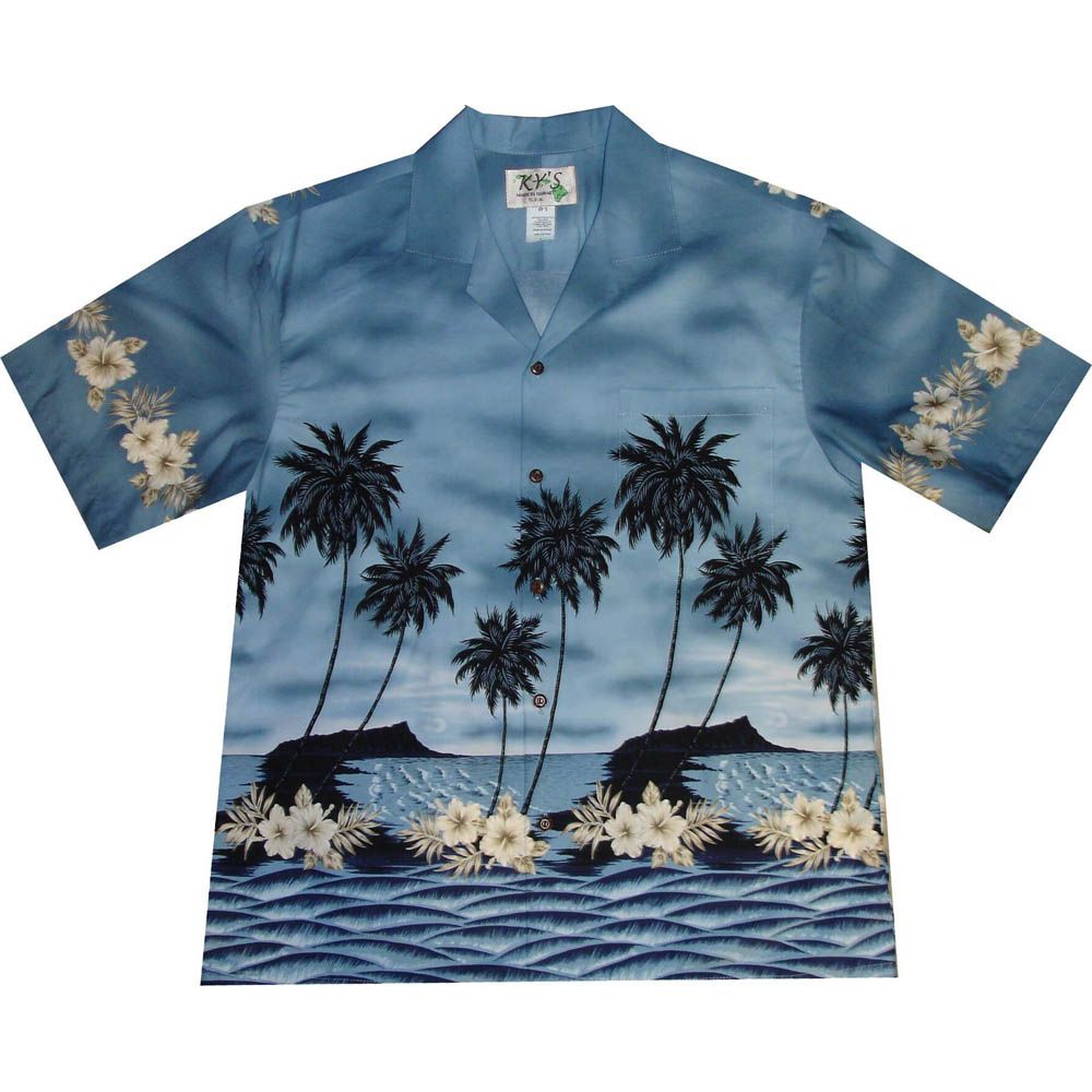 AL428-Big and Tall Mens Palm Tree Beach Hawaiian Shirt