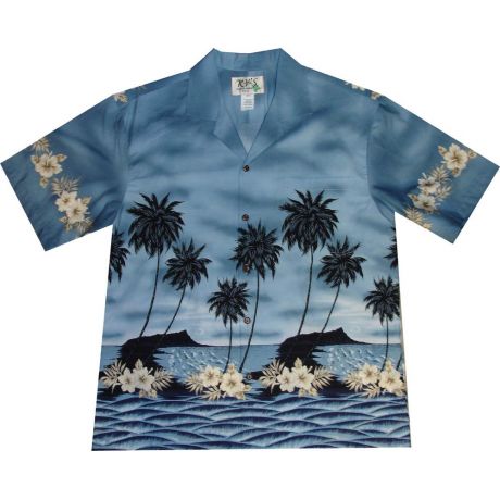 AL428-Big and Tall Mens Palm Tree Beach Hawaiian Shirt