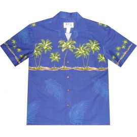 AL-433 NB Palm-Trees-Chest-band-Navy-Hawaiian-Shirt