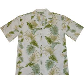 AL-438W-Hawaii Leaf Panel White Aloha Shirt