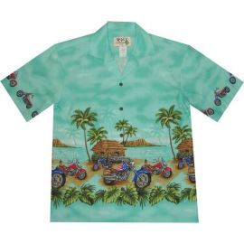 AL-445 G Motorcycle-Village-Green-Hawaiian-Shirt