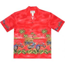 AL-445 R Motorcycle-Village-Red-Hawaiian-Shirt