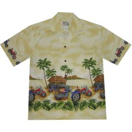 AL-445 Y Motorcycle-Village-Yellow-Hawaiian-Shirt