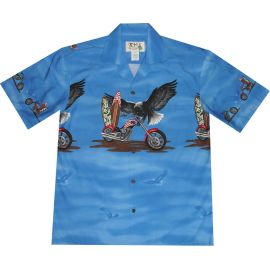 AL-446 NB Eagle-Chest-Band-Navy-Hawaiian-Shirt