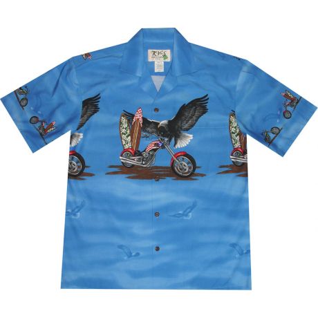 AL-446 NB Eagle-Chest-Band-Navy-Hawaiian-Shirt