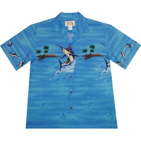 AL-448 NB Marlin-Island-Chest-Band-Navy-Hawaiian-Shirt