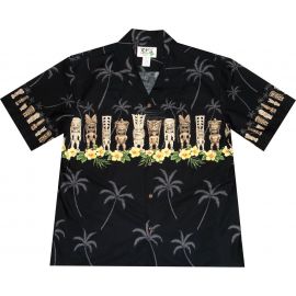 AL-451 B Tiki-Chest-Band-Black-Hawaiian-shirt
