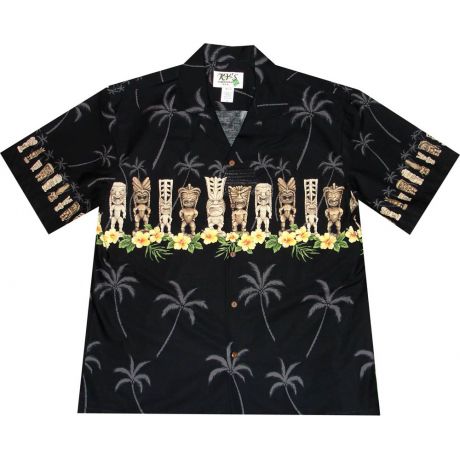AL-451 B Tiki-Chest-Band-Black-Hawaiian-shirt