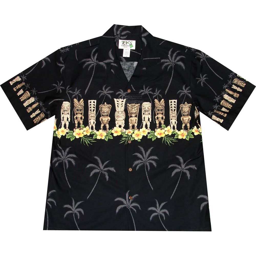 AL451-Big and Tall Mens Lucky Tiki Hawaiian Shirt