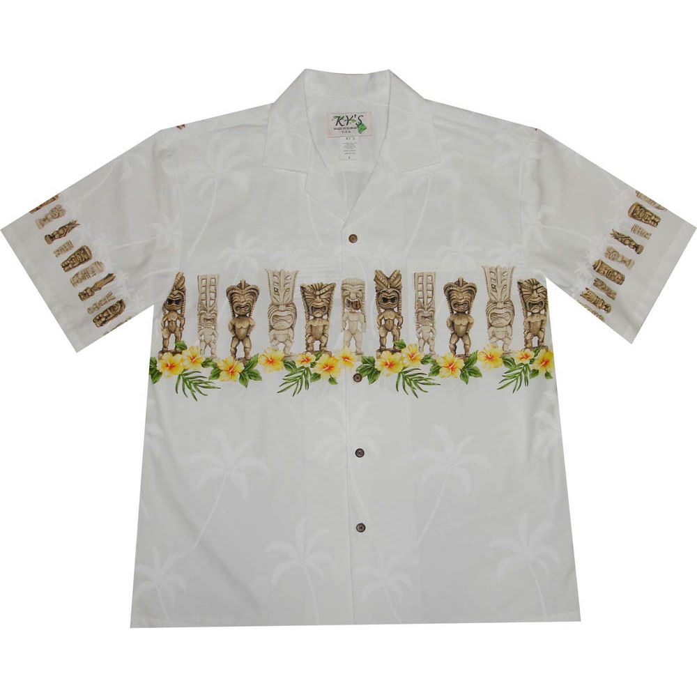 AL-451 W Tiki-Chest-Band-White-Hawaiian-shirt