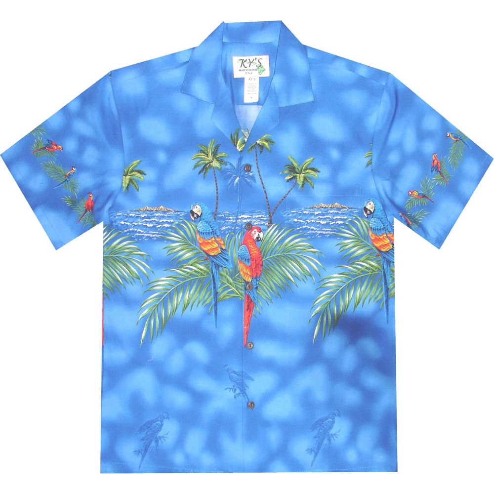 AL453-Big and Tall Mens Parrot Island Hawaiian Shirt