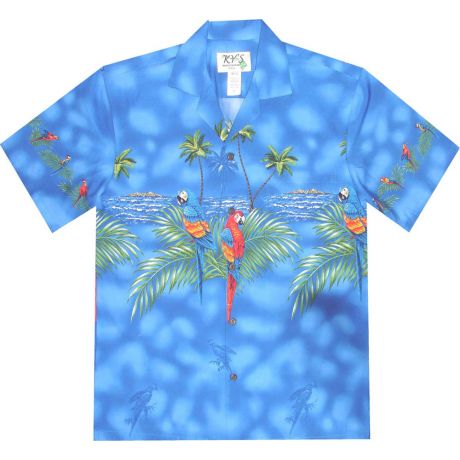 AL453-Big and Tall Mens Parrot Island Hawaiian Shirt