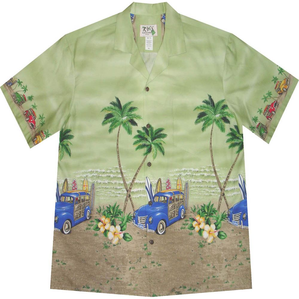 AL467 -Big and Tall Mens Woody Car Beach Hawaiian Shirt