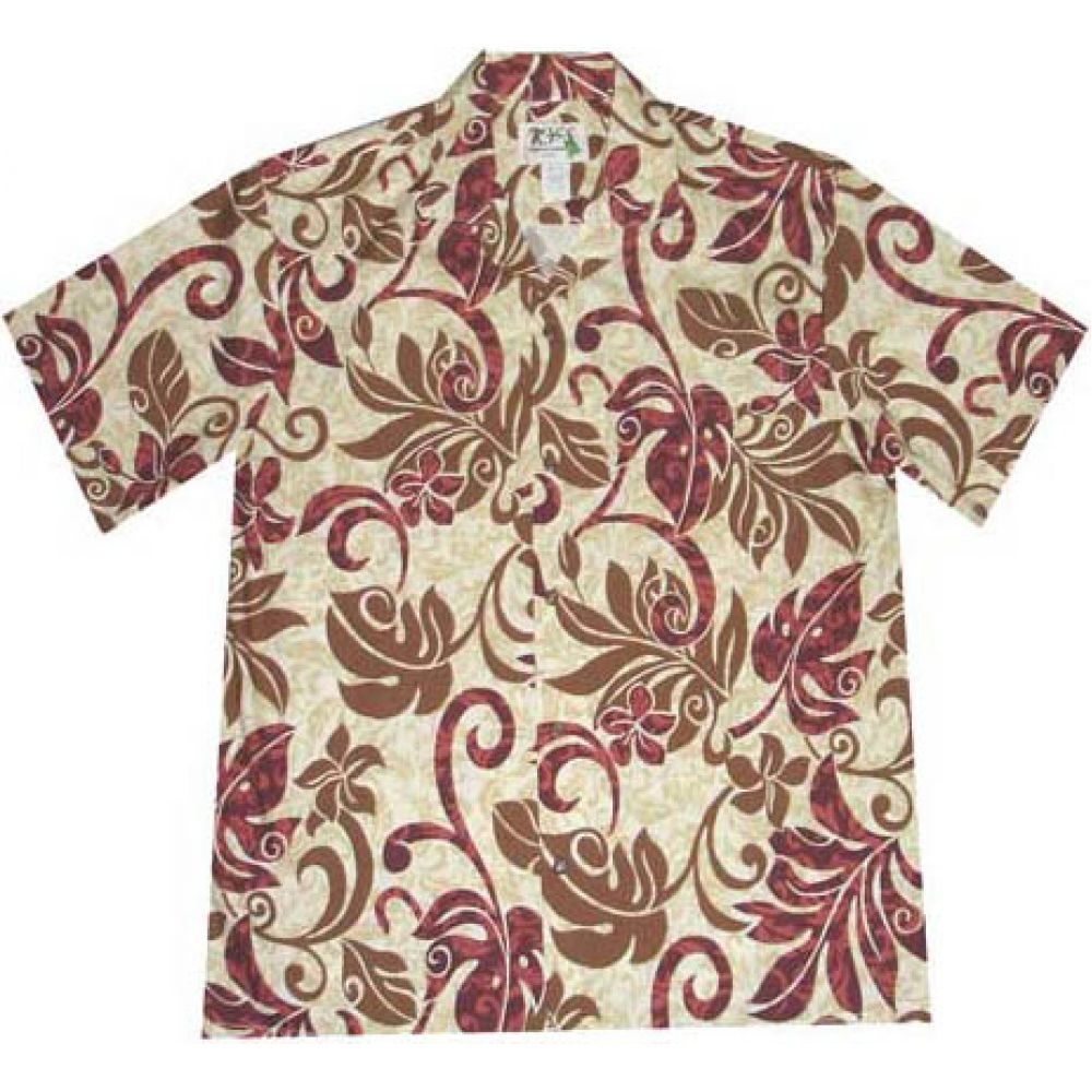 AL-476 R-Wind Monstera Red Aloha Shirt