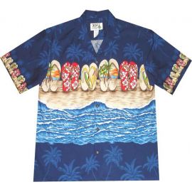 AL-480 NB Hawaii Slipper Navy Hawaiian Shirt