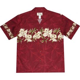 AL-500 R Orchid Chest band Red Hawaiian Shirt