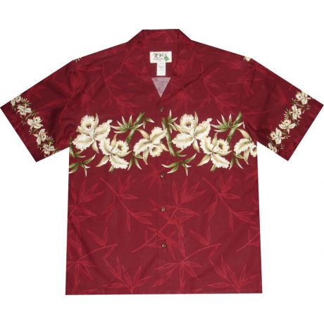 AL-500 R Orchid Chest band Red Hawaiian Shirt