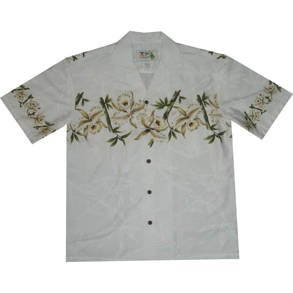 AL-500 W Orchid Chest band White Hawaiian Shirt