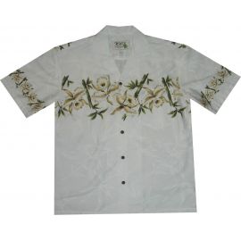 AL-500 W Orchid Chest band White Hawaiian Shirt