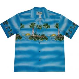 AL-507-Big and Tall Mens Lighthouse Island Hawaiian Shirt