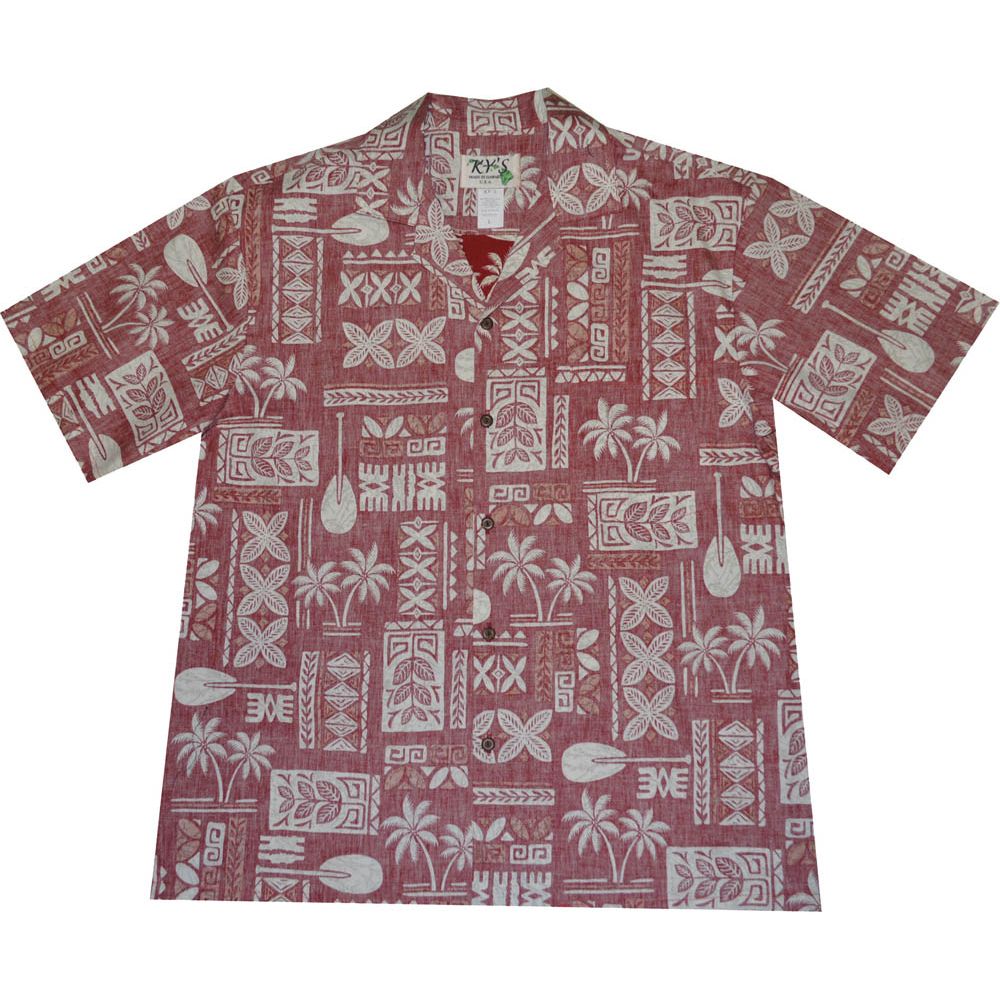 AL510R -Traditional Tapa Red Aloha Shirt