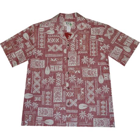 AL510R -Traditional Tapa Red Aloha Shirt