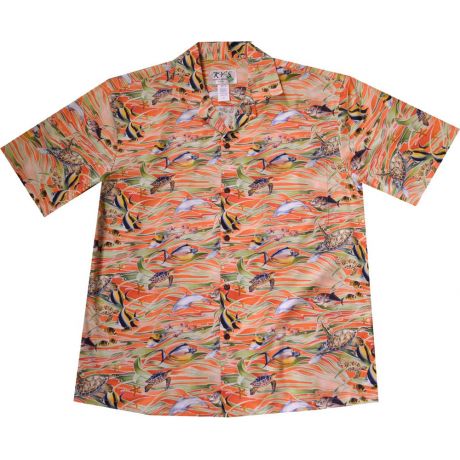 AL518OR - Tropical Fish Orange Aloha Shirt