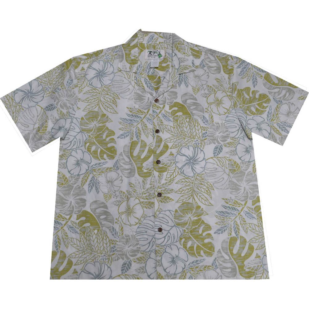 AL-523W- Vintage Monstera Cream Aloha Shirt