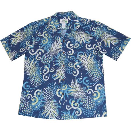 AL - 524NB- Abstract Pineapple Navy Aloha Shirt