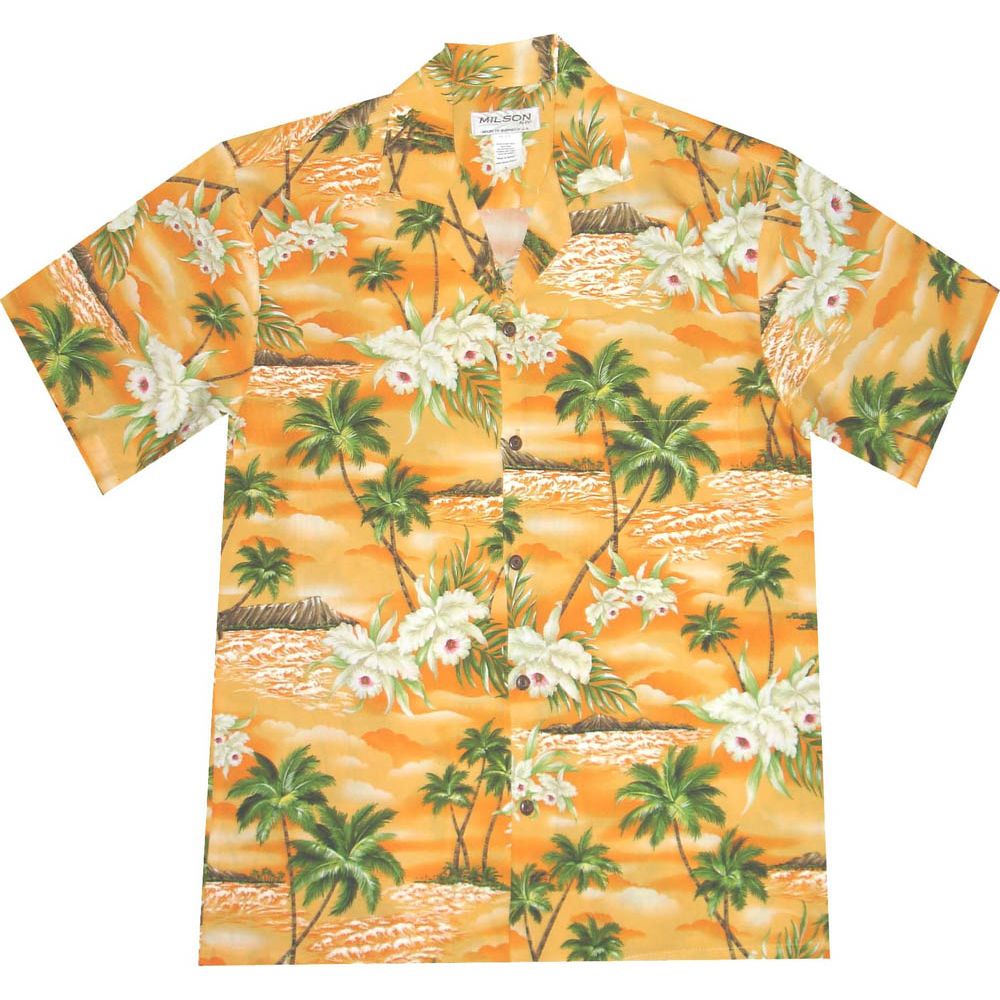 AL-823OR - Diamond Head Orange Rayon Mens Aloha Shirt