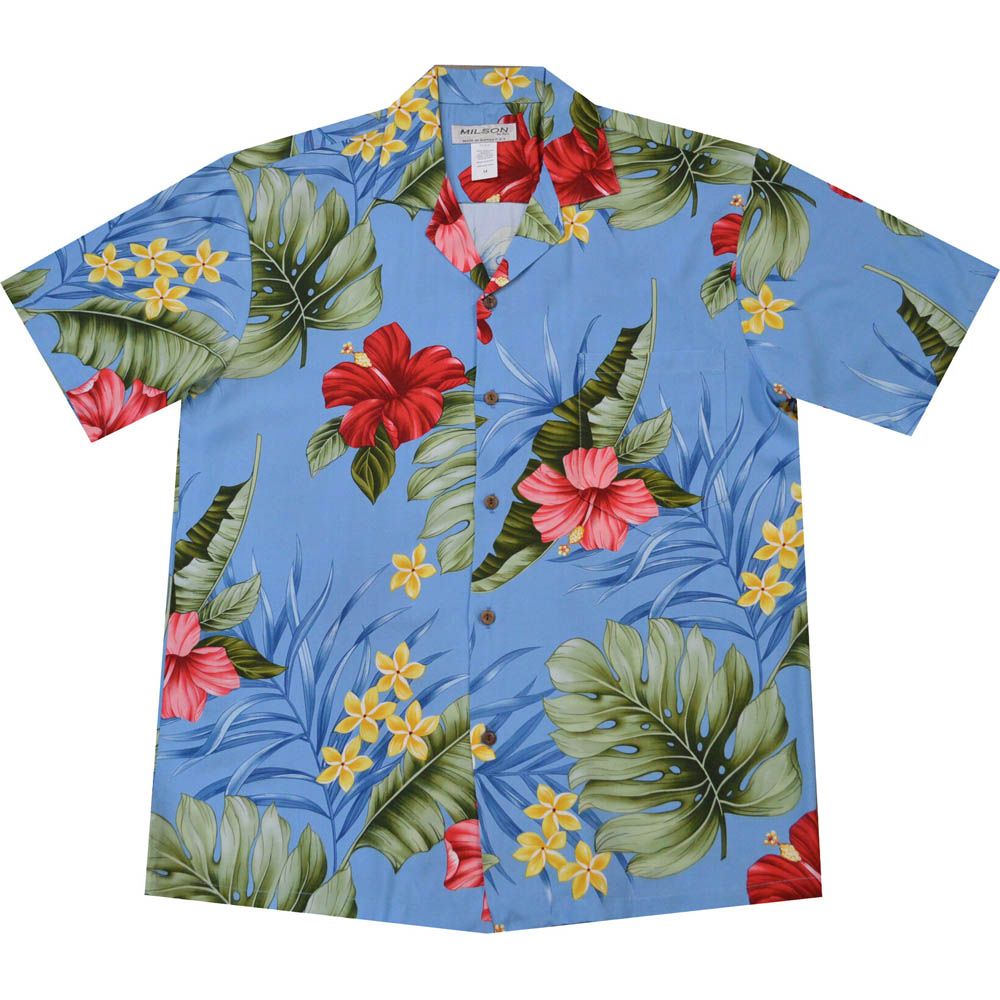 AL-826BL- Makakilo Hibiscus Aloha Shirt