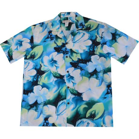 AL-827TU - Watercolor Hibiscus Aloha Shirt