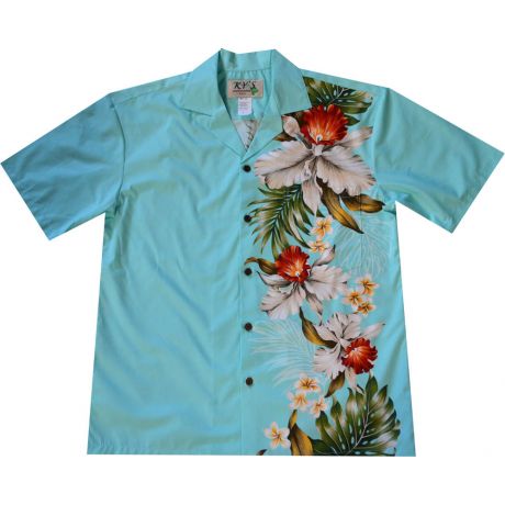 ALB515G - Hilo Orchid Green Cotton Mens Hawaiian Shirt