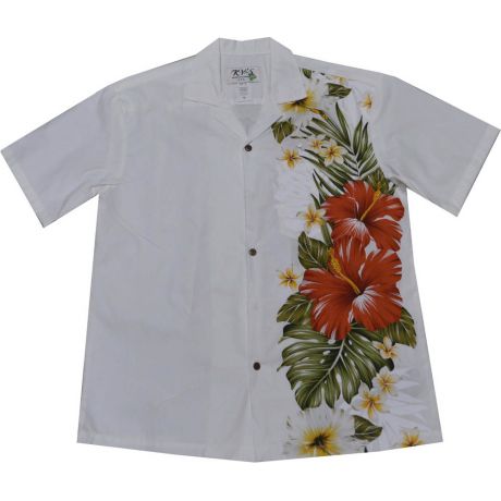 ALB-538W- Red Aloalo Flower Cotton Mens Hawaiian Shirt