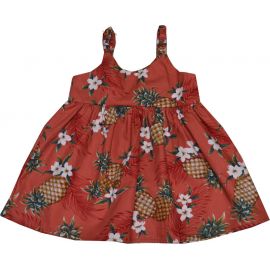 7KD- 410R-Pineapple Garden  Hawaiian Bungee Dress