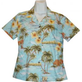 GAL-357BL - Cotton WoMens Aloha Blouse Polynesian Island