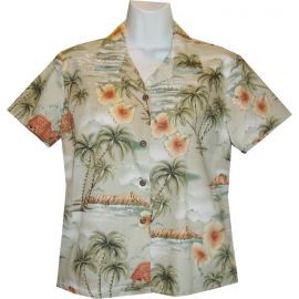 GAL-357GA - Cotton WoMens Aloha Blouse Polynesian Island