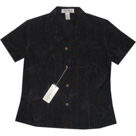 GAL-901 B - Tropical Palm Silk WoMens Aloha Blouse