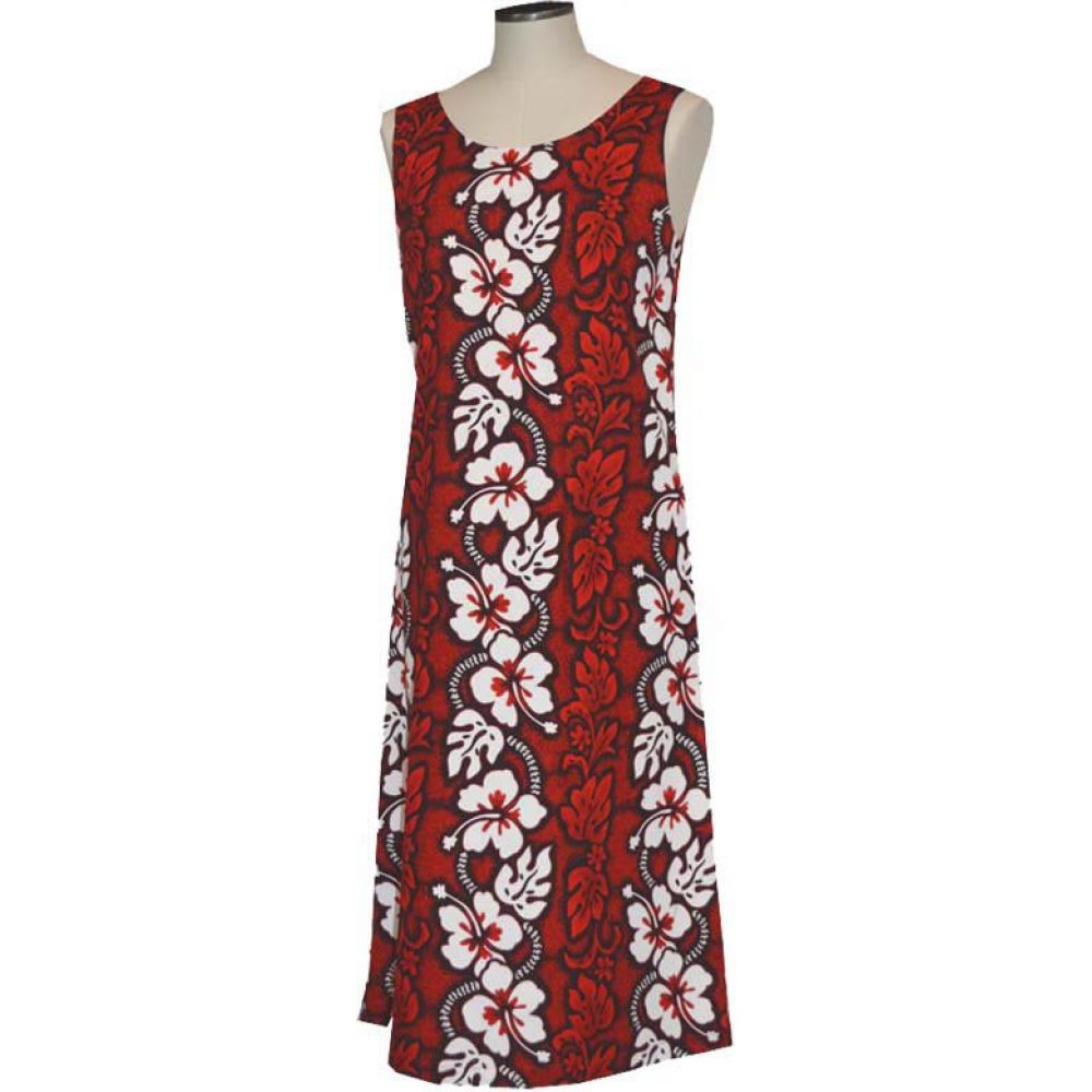 4D-213 R Hibiscus Panel Red Summer Dress