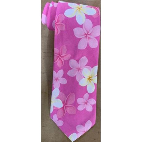 T-417- Kahala Plumeria Hawaiian Print Neckties