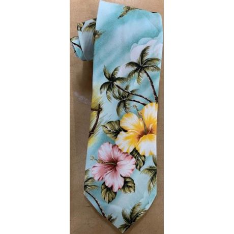 T-525 -  Pali Lookout Rooster Hawaiian Print Neckties