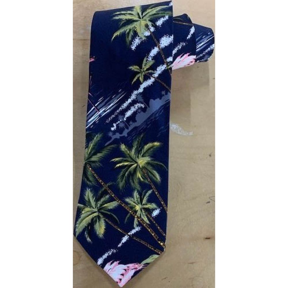 T-406 - Flamingo Island Hawaiian Print Neckties