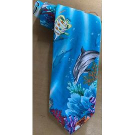 T-411-  Hanauma Bay Hawaiian Print Necktie