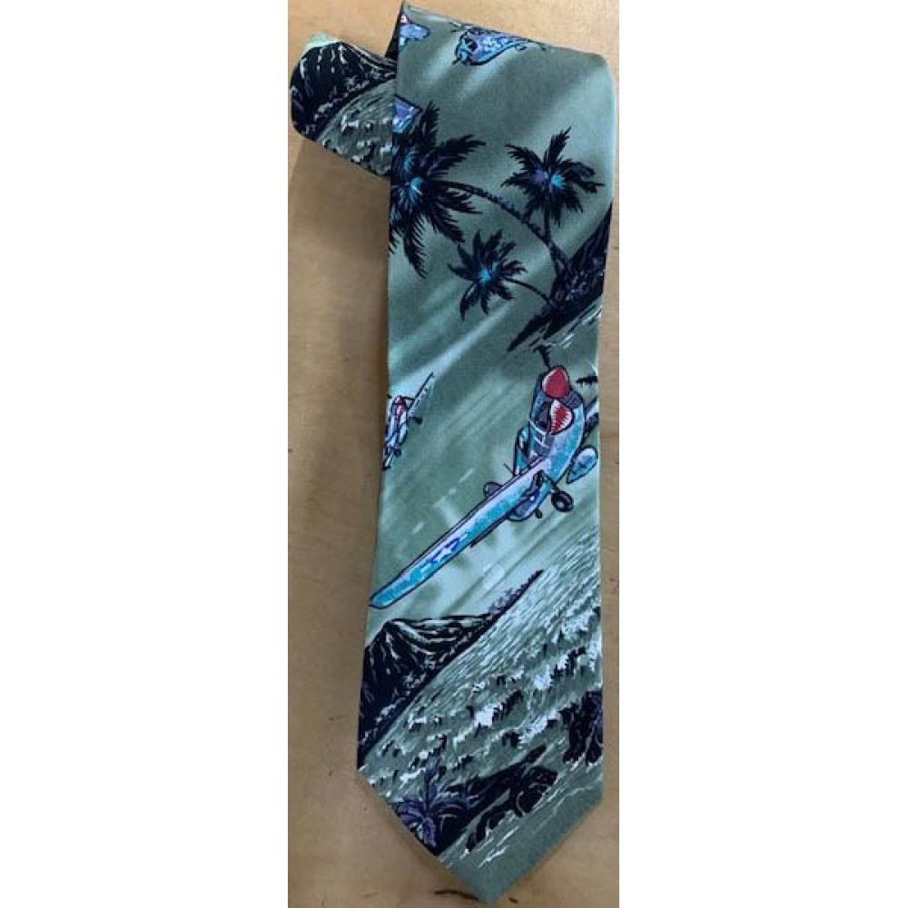 T-429 -  Planes Pearl Harbor Hawaiian Print Neckties