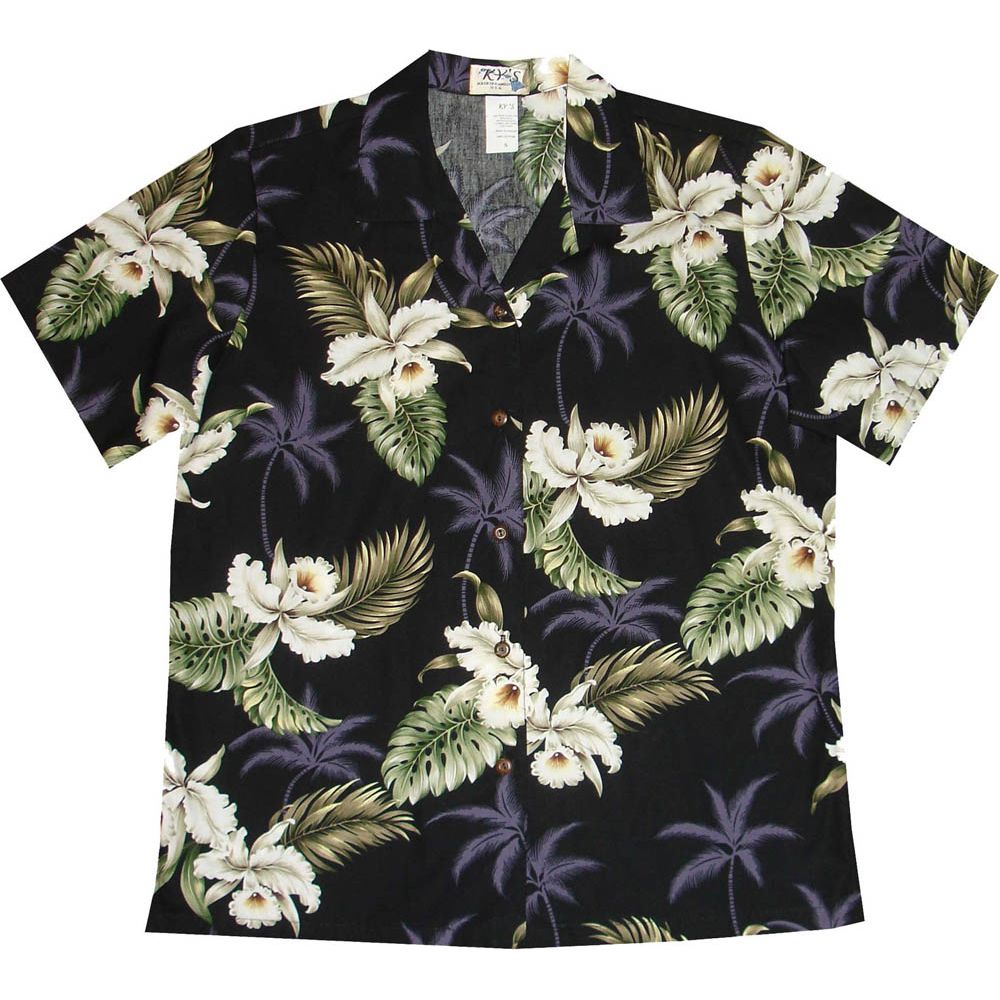 LAL-413B -Ladies Cotton Camp Aloha Shirt Classic Orchid
