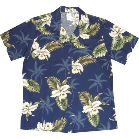 LAL-413NB -Ladies Cotton Camp Aloha Shirt Classic Orchid
